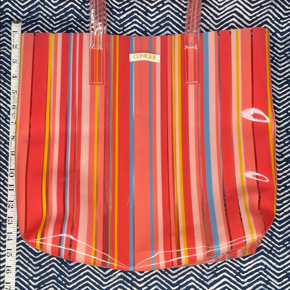 Clinique Vibrant Striped Tote Bag